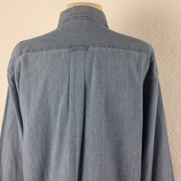 Disney Catalog Womens Top Blouse Winnie the Pooh Pocket Denim Cotton Size Medium - Picture 5 of 9